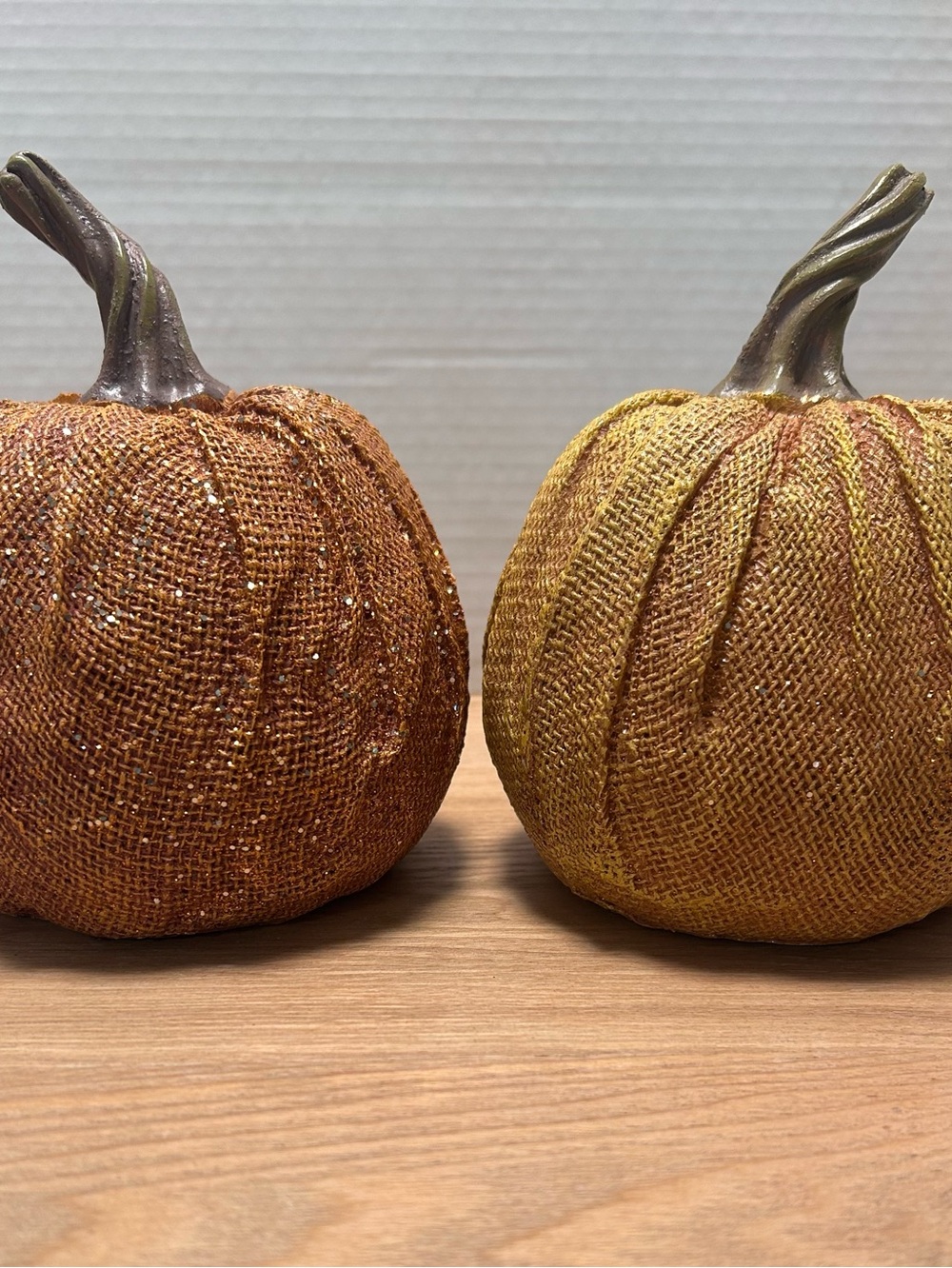 Hobby Lobby 2025 Fall Decor Pumpkin Burlap Gold Glitter Resin Lot Of 2 NWT